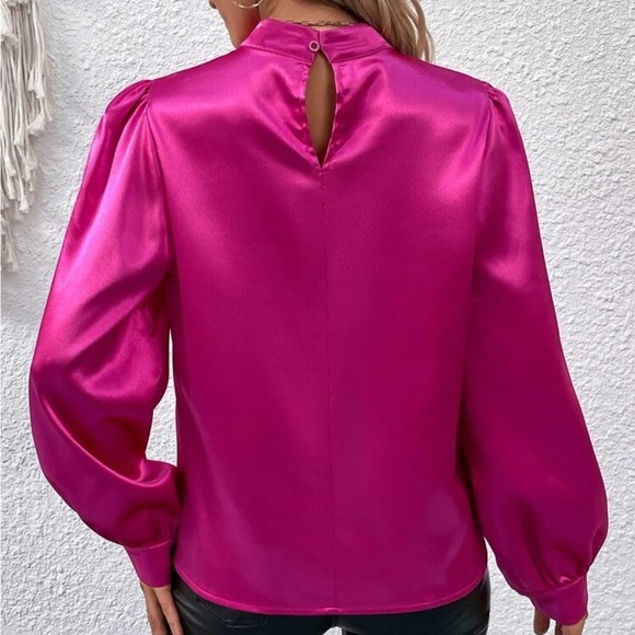 New Hot pink long sleeve top blouse - Picture 6 of 7